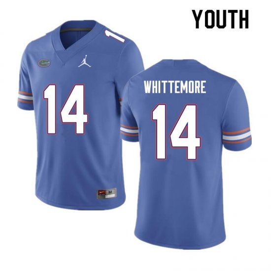 Youth Florida Gators #14 Trent Whittemore NCAA Nike Blue Authentic Stitched College Football Jersey HIX4662EV